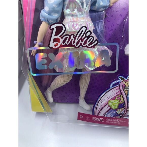 Barbie Extra Doll 2 in Shimmery Look with Pet Puppy Pink and Purple Fantasy Hair - Picture 5 of 11
